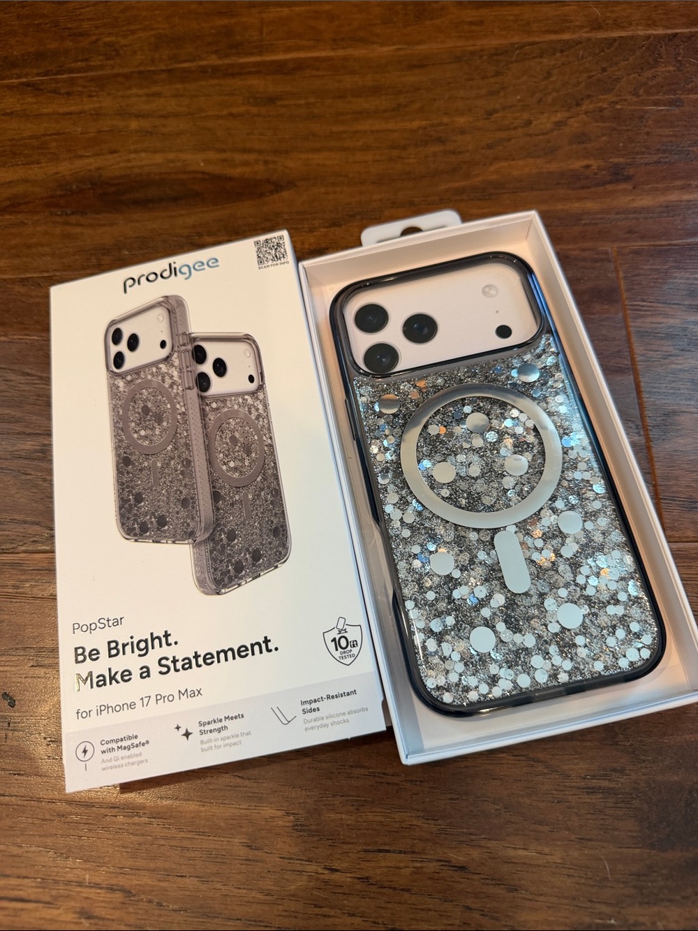 PopStar Glitter MagSafe Case for iPhone 17 Pro Max - Silver Sparkle